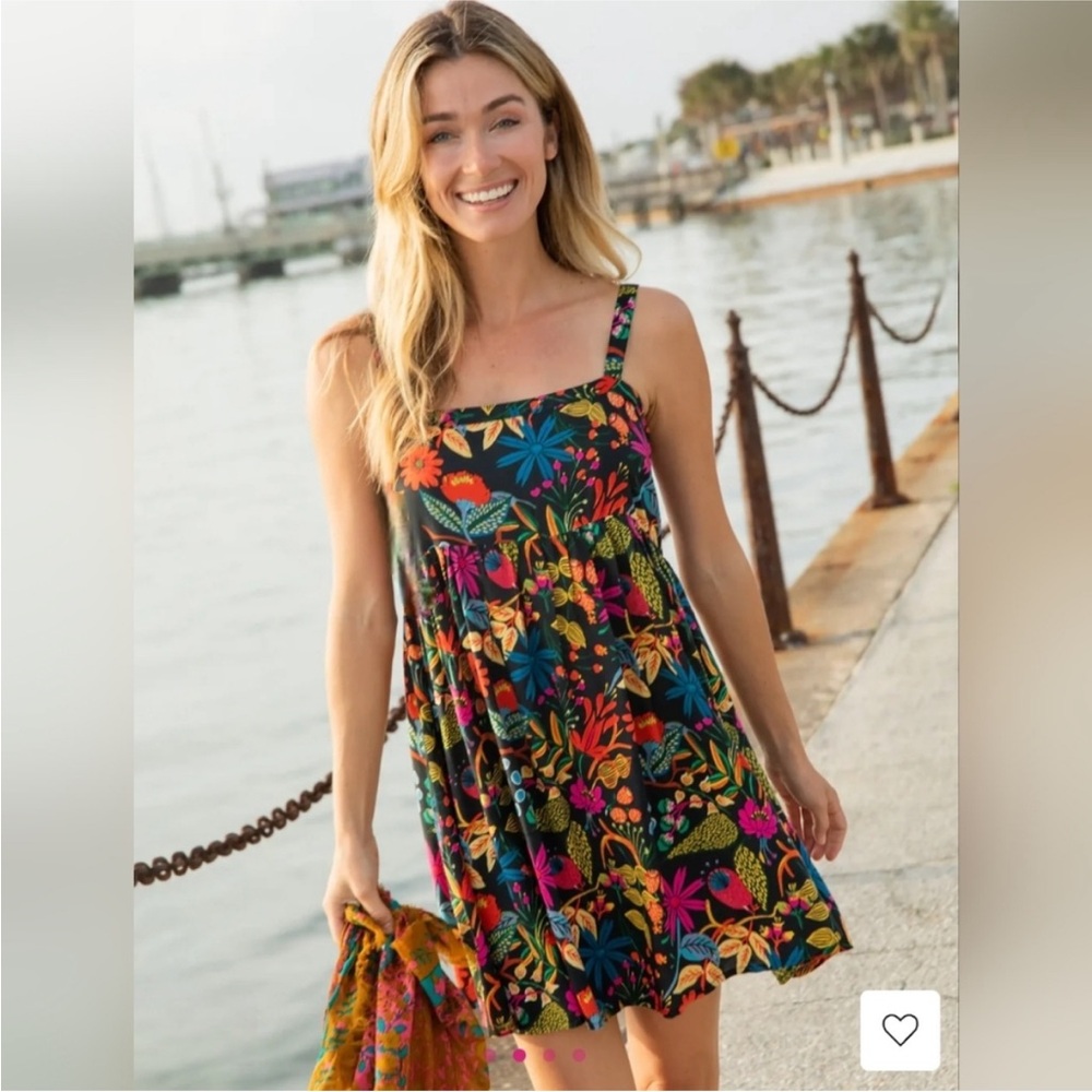 Natural Life Patti Mini Dress Black Neon Floral L - Picture 2 of 10